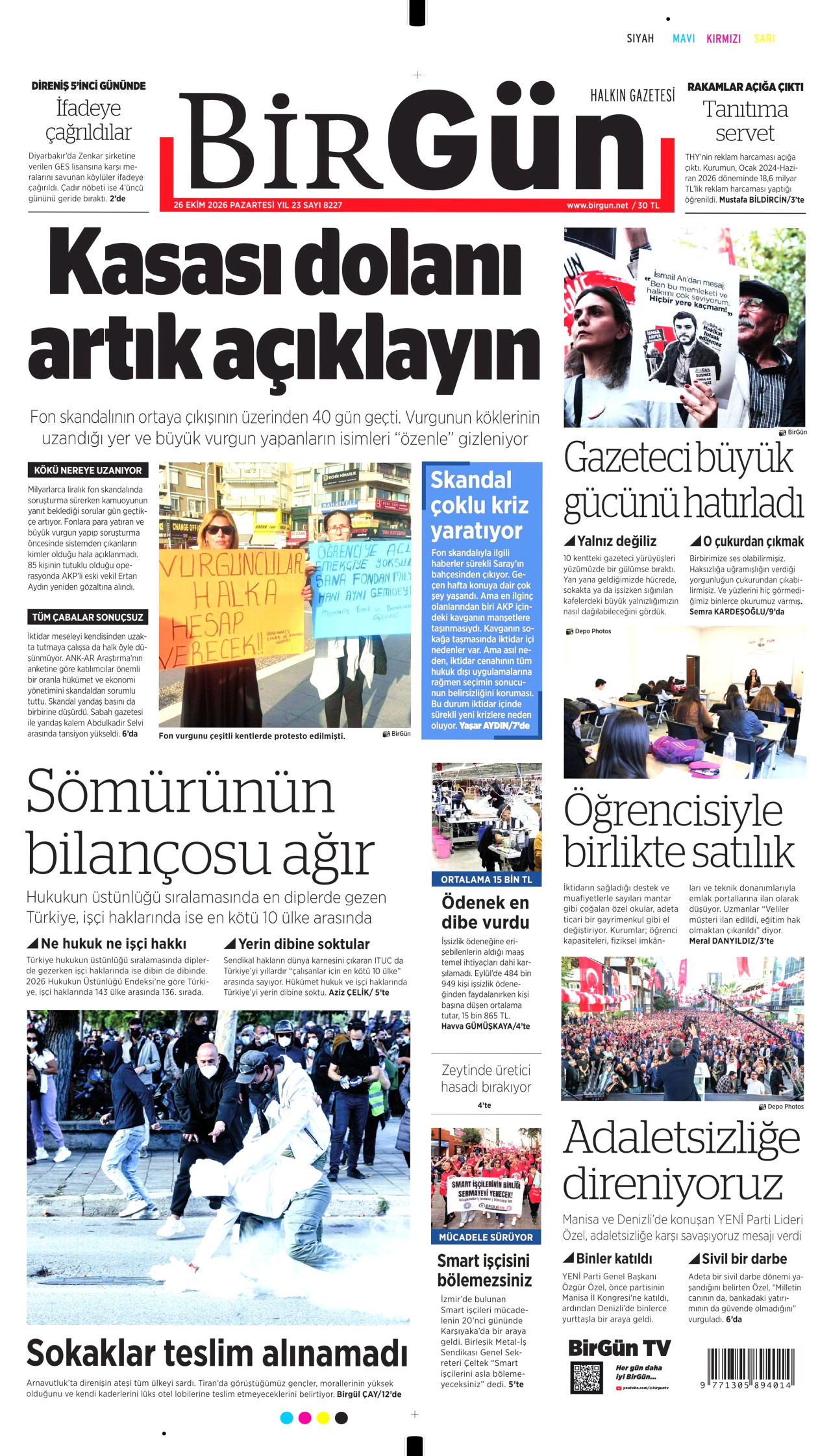 BirGün Gazetesi gazetesi manşeti
