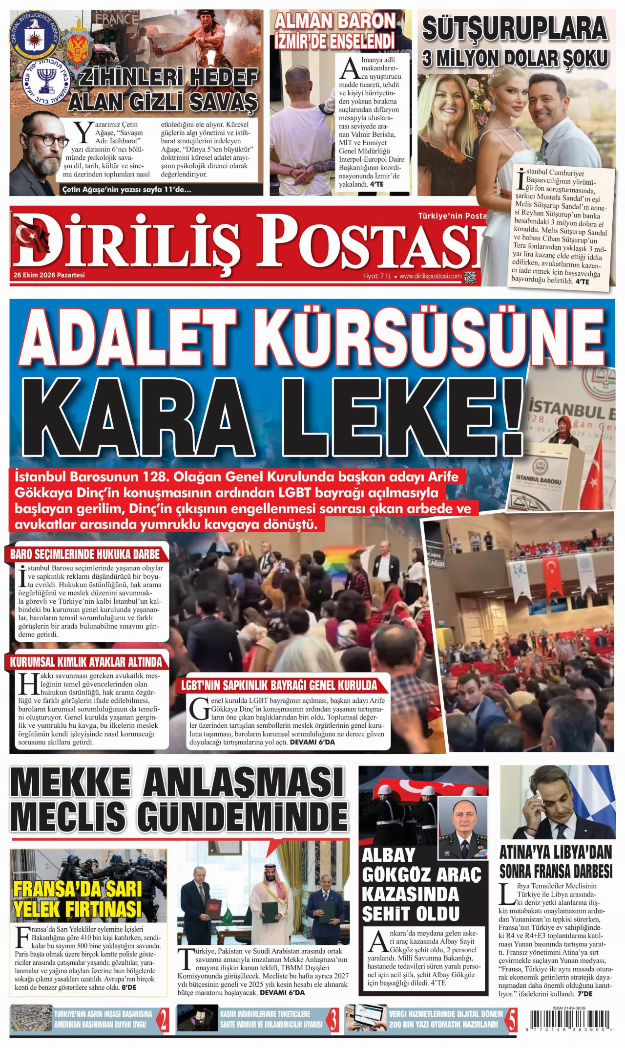 Diriliş Postası Gazetesi gazetesi manşeti