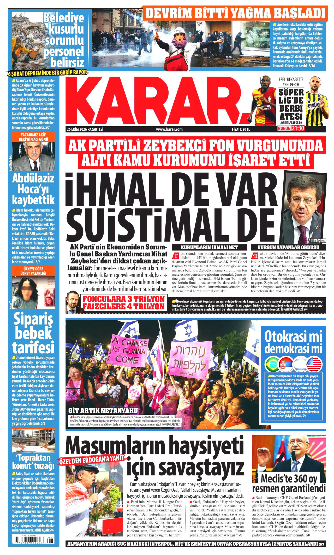 Karar Gazetesi gazetesi manşeti