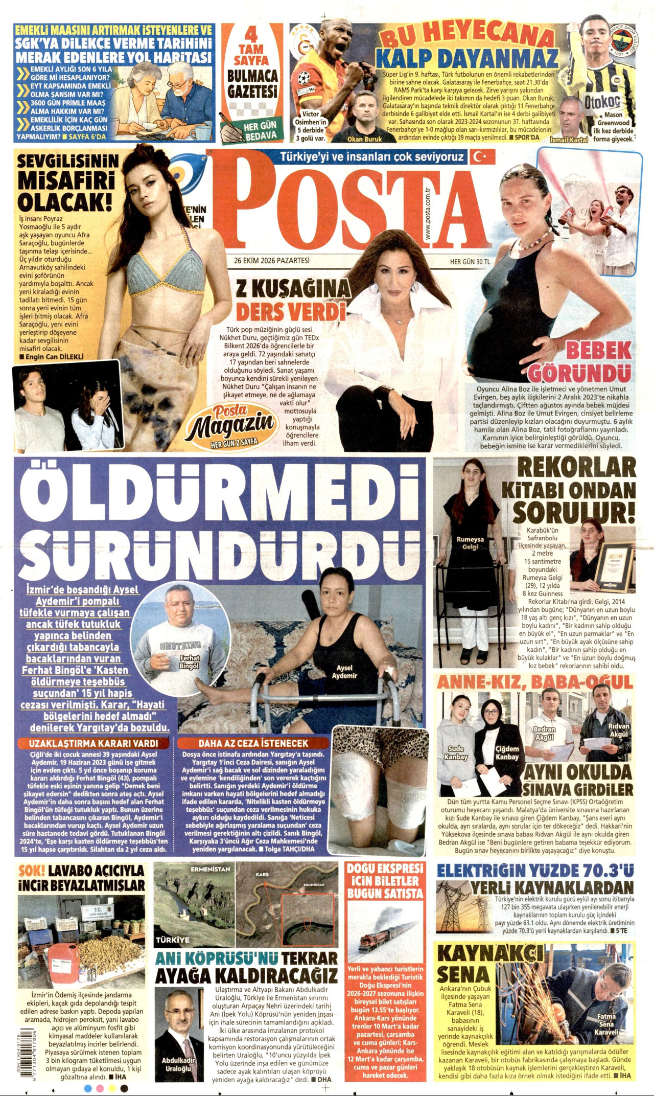Posta Gazetesi gazetesi manşeti